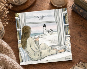 Calendrier mural 2027 – Une année inoubliable | Calendrier bilingue italien et anglais | Illustrations à l'aquarelle | Style cottagecore chaleureux