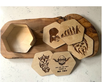 Mezcle y combine star wars coasters con Holder, unique coasters, Darth Vader Art, scifi Coasters