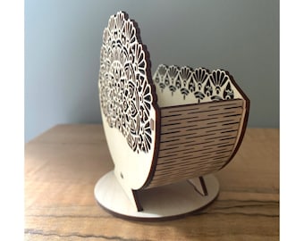 Porte-sous-verre en bois découpé au laser inspiré du mandala