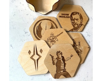 Juego de posavasos y soporte Mix & Match, ciencia ficción