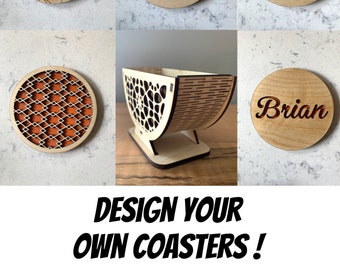 Design Your Own Coaster Set with Holder,Moderns Coasters,Engraved Coasters,Custom Coasters