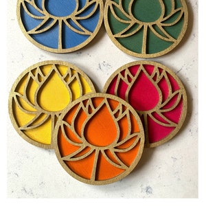 Set of 5 Custom Lotus Coasters,Unique Coaster,Housewarming Gift,New Home Gift,Coaster Set