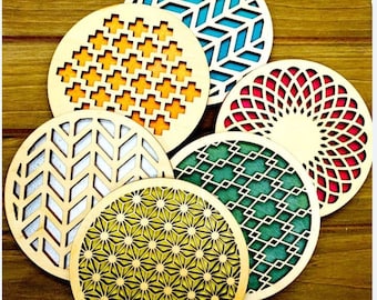 Set of 5 Geometric Coasters,Wedding Gift,Coasters,Home Decor,Housewarming Gift,Unique Gift