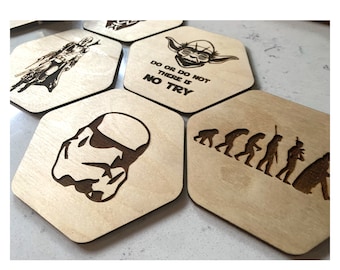 Mezcla y combina posavasos nerd con soporte, decoración de ciencia ficción