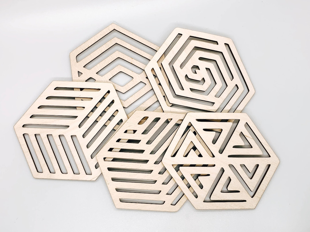 Set of 5 Geometric Coasters,geo Coasters,art Coasters,unique Coasters ...