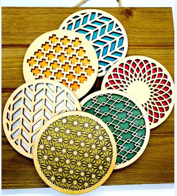 Set of 5 Geometric Coasterswedding Giftcoastershome - Etsy