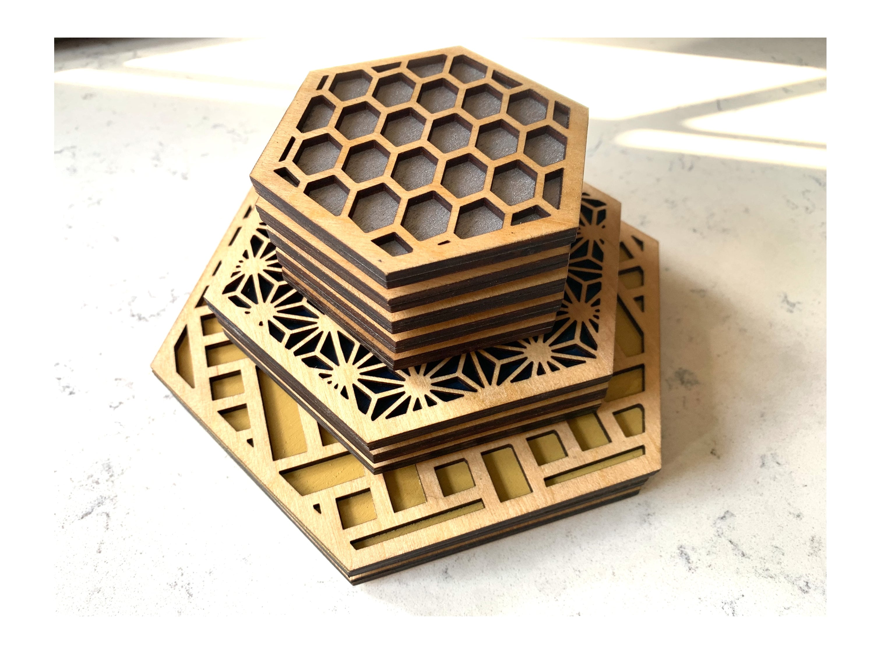 Select-a-Size Geometric Coasters,Geometric,New Home Gift,Unique Gifts,Coaster Set,Christmas Gift,Wood Coasters, Drink Coasters,Wood Trivet