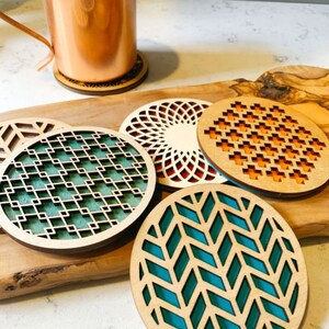 Set of 5 Geometric Coasters,wedding Gift,coasters,home Decor ...