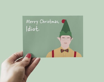 The office Christmas card, Merry Christmas Idiot, Dwight Elf, Dwight Schrute, Dunder Mifflin Christmas card, Funny Christmas card