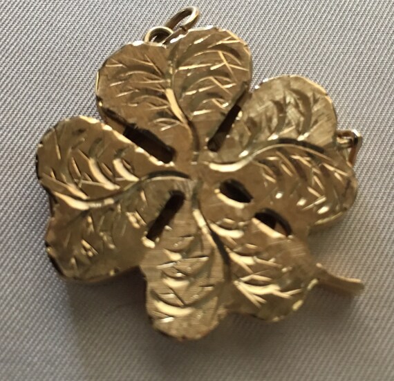 14K Gold Large Clover Locket