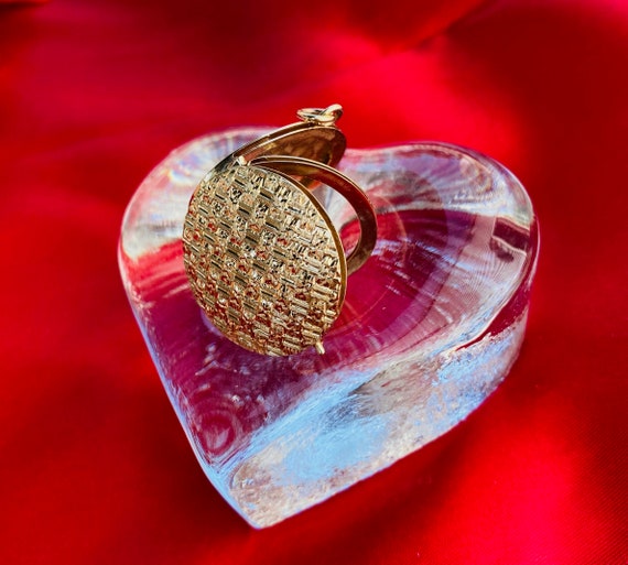 Small Round Locket with Basketweave Design - image 2
