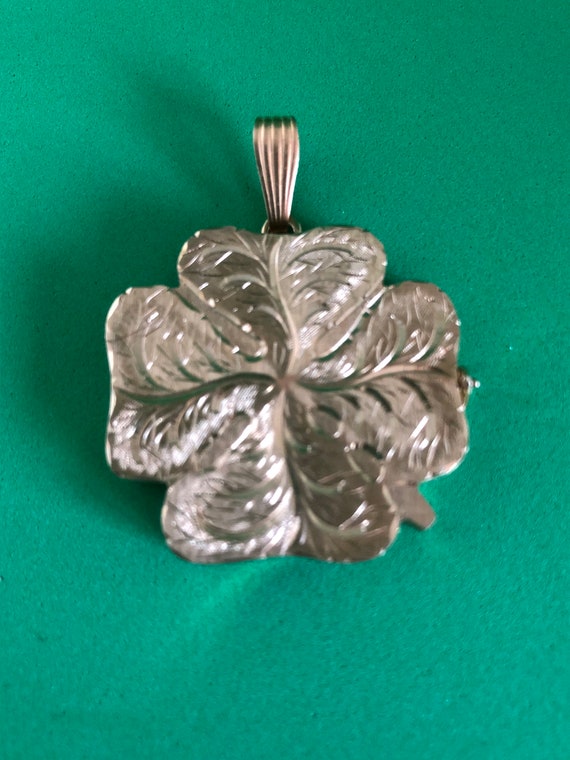 Unique 14K Gold Large Shamrock Locket - image 1