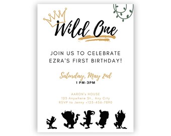 Where the Wild Things Are First Birthday Invitation Template Fully Editable Instant Download Digital Customizable Template