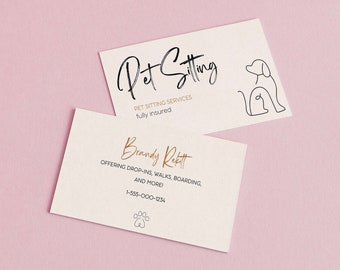 Pet Sitter Business Card Downloadable Fully Customizable Editable Dog Sitter Template Dog Groomer Boho Design Digital Download