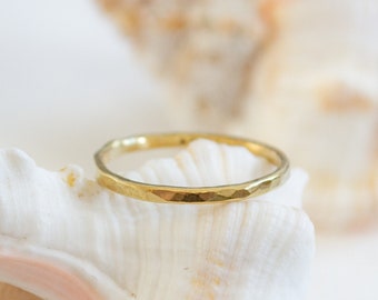 Gold-plated hammered ring | Gold-plated solid sterling silver |  Silver vermeil ring | Stacking ring | Textured ring | Hammered pattern ring