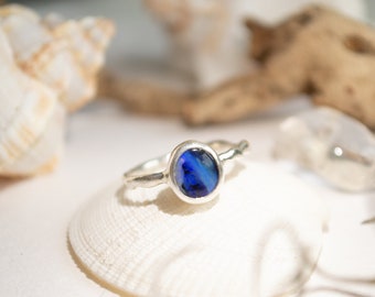 Black opal ring | Lightning Ridge opal ring | Silver opal ring | Australian opal ring | Fairy engagement ring | Opal engagement ring