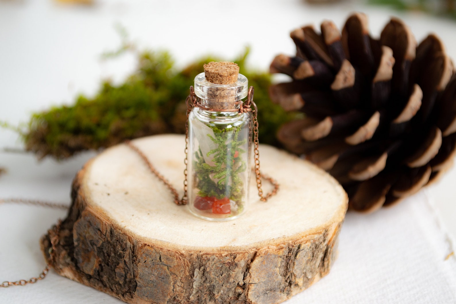 Bottle Terrarium Necklace With Crystals Tiny Wearable Etsy