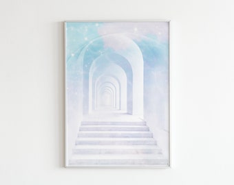 Magical art print "Halls of Time" | Etherial art | Metaphysical art print | Surrealist art print | Pastel colors art | Dream world