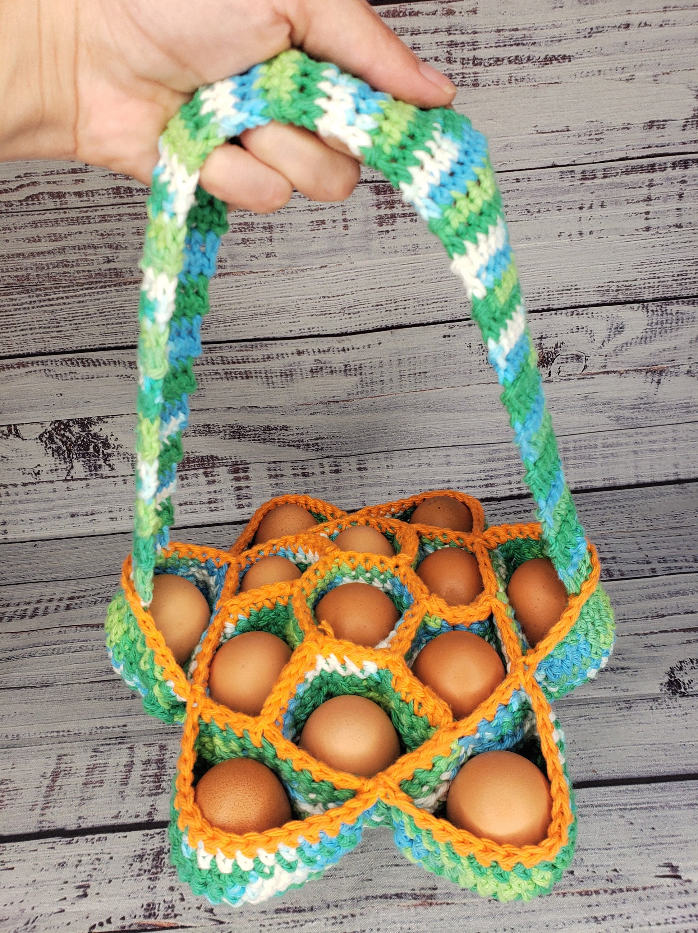 Crocheted egg collecting basket Etsy