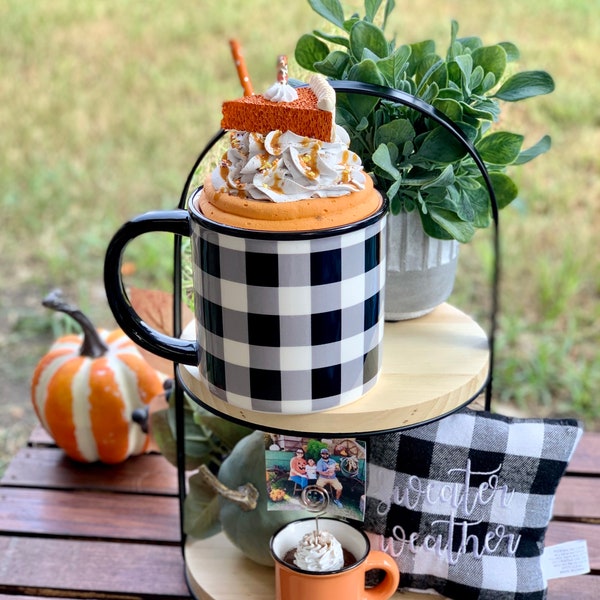 Pumpkin Spiced Mug Topper | Tiered Tray Decor