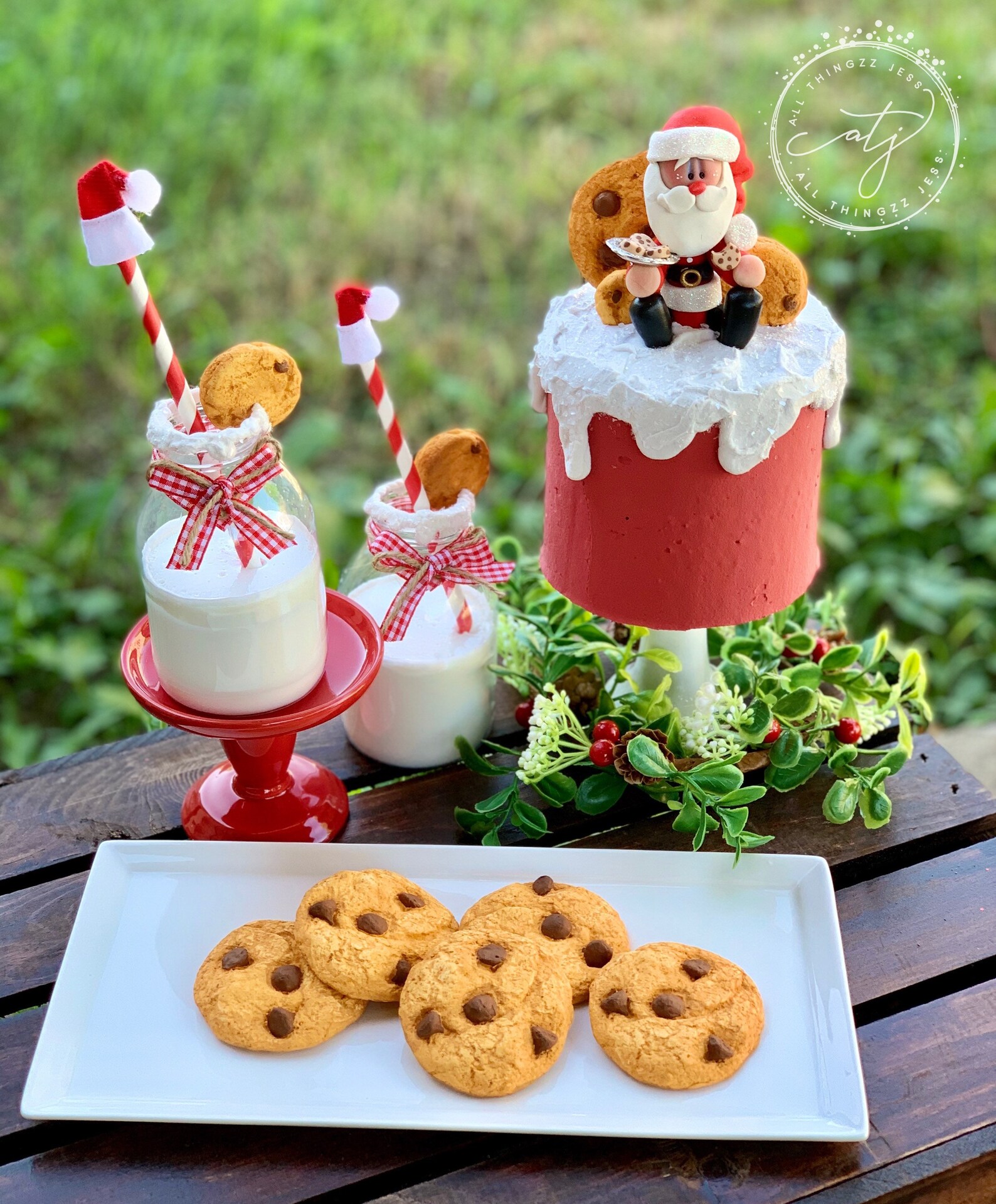 2 Faux Cookies for Santa Food Prop Tiered Tray Decor | Etsy