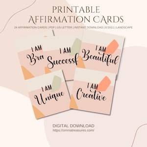 Affirmation Cards, Printable Affirmation Cards, Positive Affirmation, Daily Affirmation Cards, Motivational Cards, Positivity Cards, Inspire