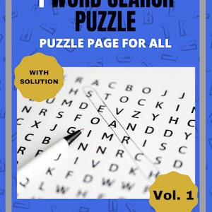 Word Search Puzzle Vol. 1 w/ Solution Printable, Puzzle PDF, Word Search, Instant Download, Printable Puzzle
