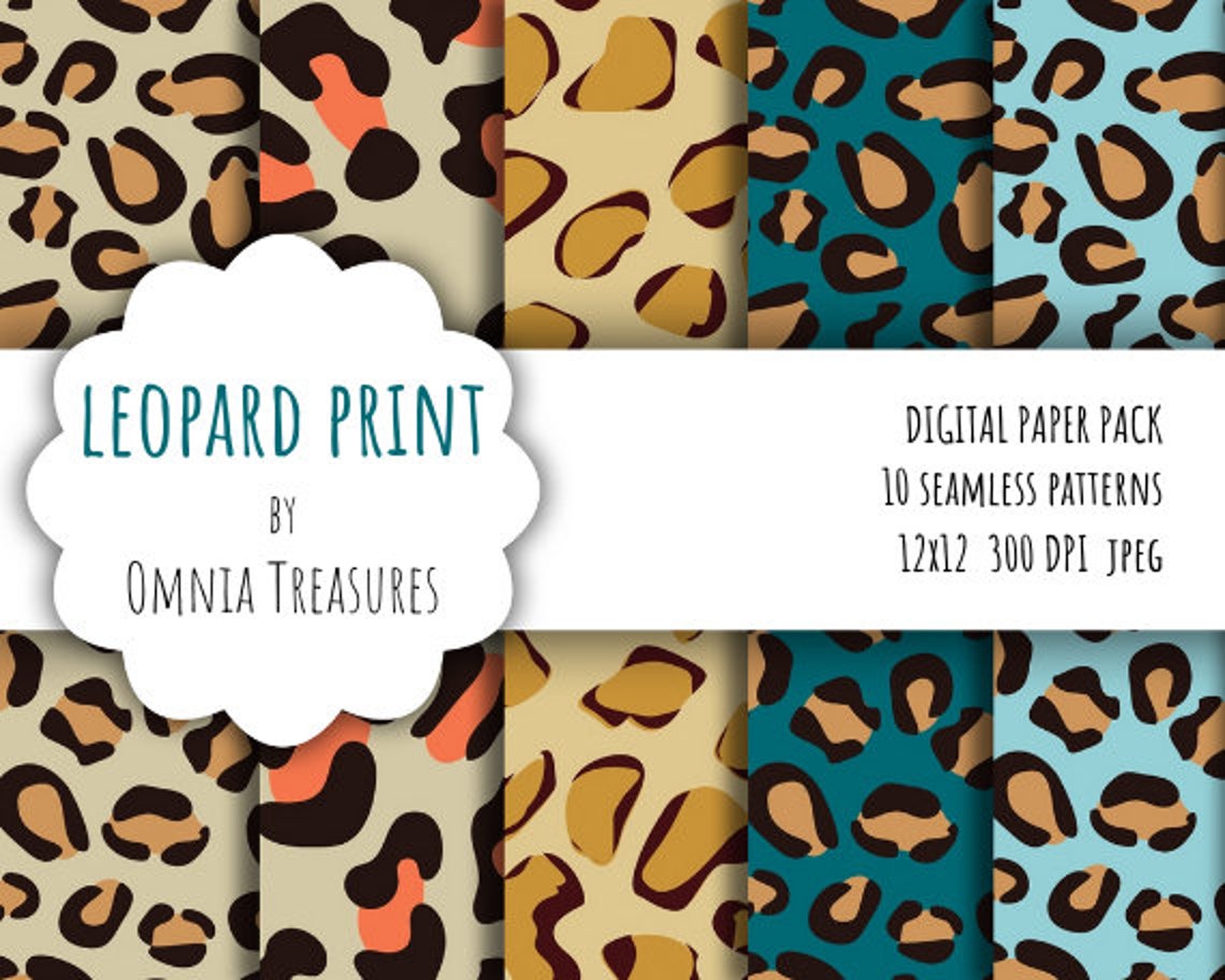 Leopard Print Digital Paper Animal Print Seamless Patterns Etsy