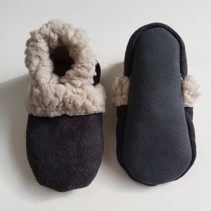 Baby and children's slippers in velvet fabric with customizable toupee lining. image 7