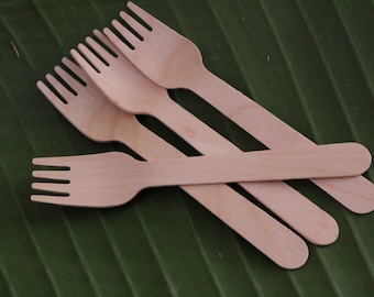 100 Wooden Forks // Eco-friendly Forks // Tableware// Table decoration // Picnic cutlery // Birthday Parties