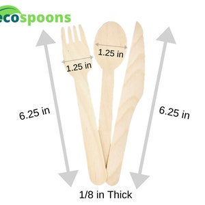 300 Wooden Cutlery pack // Eco-friendly Spoons Forks and Knives // Tableware// Table decoration // Picnic cutlery // Birthday Parties image 3