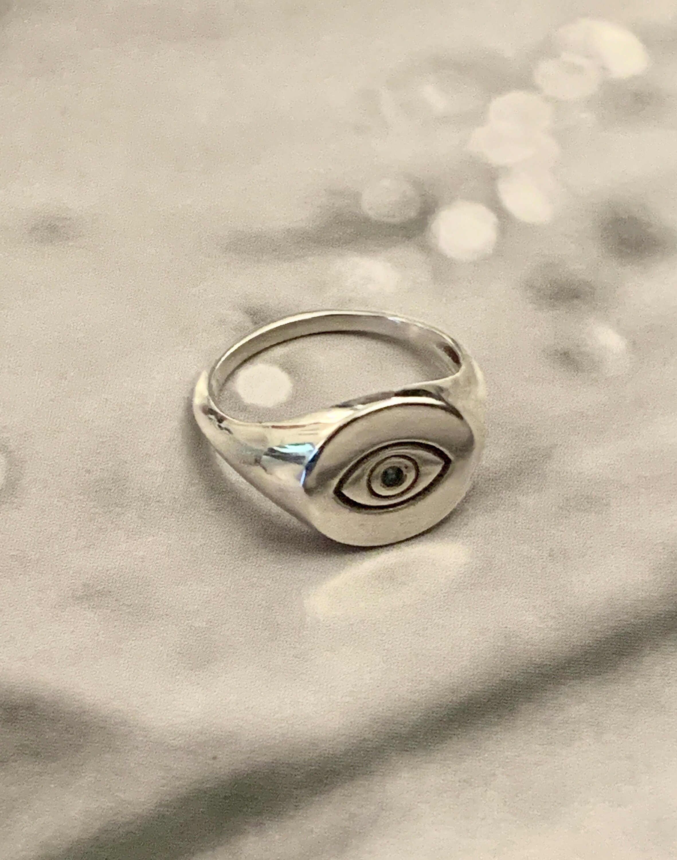 Silver Evil Eyes Signet Ring Eye Silver Silver Evil Eye Ring For Women Silver Eye Signet Ring Signet Ring Eye Of Horus
