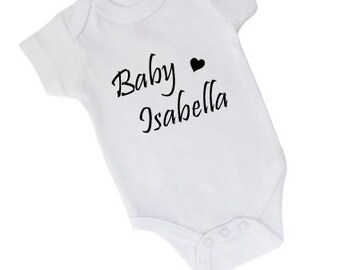 Baby Name Vinyl Print Baby Grow, Custom Bodysuit, Baby Shower Gift, Baby Top, Cotton Baby Grow