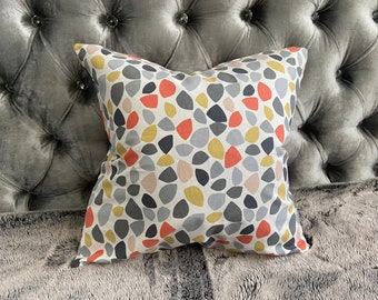 Multi Coloured Handmade Cushion Cover, Grey, Yellow, Blue, Orange, Silver, Double Sided Pillow Case