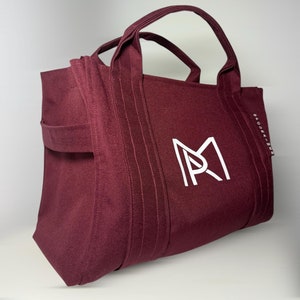 Gefütterte Handtasche, Tragetasche, weinrote Handtasche, Umhängetasche, Tragetasche mit Henkel
