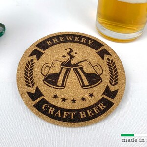 2 COASTER BEER, Cork Coasters, 2 Pieces Included, Custom Coasters, Farmhouse Decor, Engraved Coaster, Gift for Man, Bar Coaster, Coaster Set