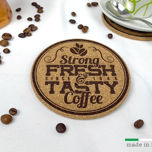 2 Coffee Coasters, Cork Coaster, Coffee Cork Coaster, Housewarming Gift, 2 Pieces Included, Engraved Coaster, Coasters Set, Custom Coasters