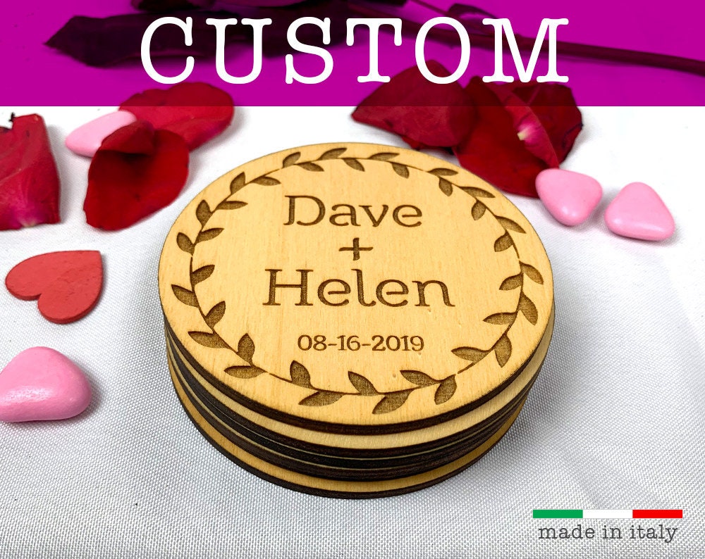 2 Custom Wedding Coasters Wood Coasters Wedding Favor Etsy