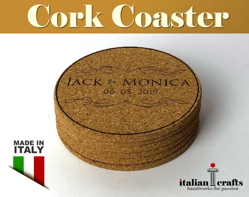 Wedding Favor Rustic Wedding Favor 2 Custom Wedding Coasters Housewarming Gift Cork Coasters Personalized Coasters Bridal Shower