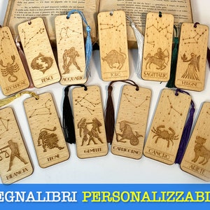 Marcapáginas de madera con el signo del zodíaco: Marcapáginas grabado personalizado