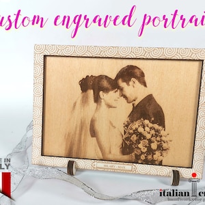 Wood Portrait, Photo Engraved Portrait, Custom Name Portrait, Circle Frame Portrait, Photo Engraved, Engraved Photo Plaque, Gift Idea, Photo