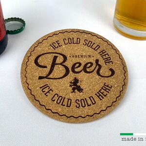 2 COASTER BEER, Cork Coasters, 2 Pieces Included, Farmhouse Decor, Custom Coasters, Engraved Coaster, Gift for Him, Bar Ware, Coasters Set
