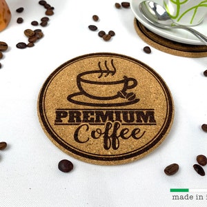 2 Coffee Coasters, Cork Coaster, Coffee Cork Coaster, Housewarming Gift, 2 Pieces Included, Engraved Coasters, Coasters Set, Custom Coasters