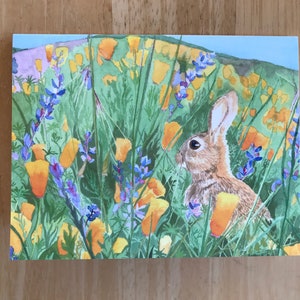 Set aus Aquarell Osterkarten, Hase, Osterkarten, Original Aquarell Karte, Hase Karte, Wildblumen Karte