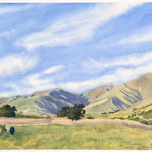 San Marcos Foothills Preserve Watercolor Art Print: California Landscape
