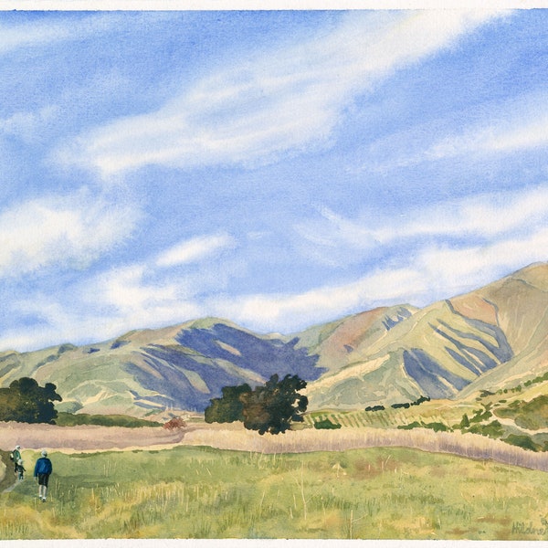 San Marcos Foothills Preserve Watercolor Art Print: California Landscape