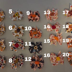 fall, autumn ribbon hair bow with button center hair clips