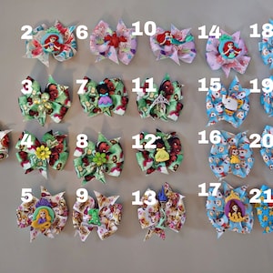 disney princess ribbon hair bows with button centers