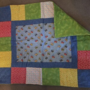 train baby quilt, pack and play quilt