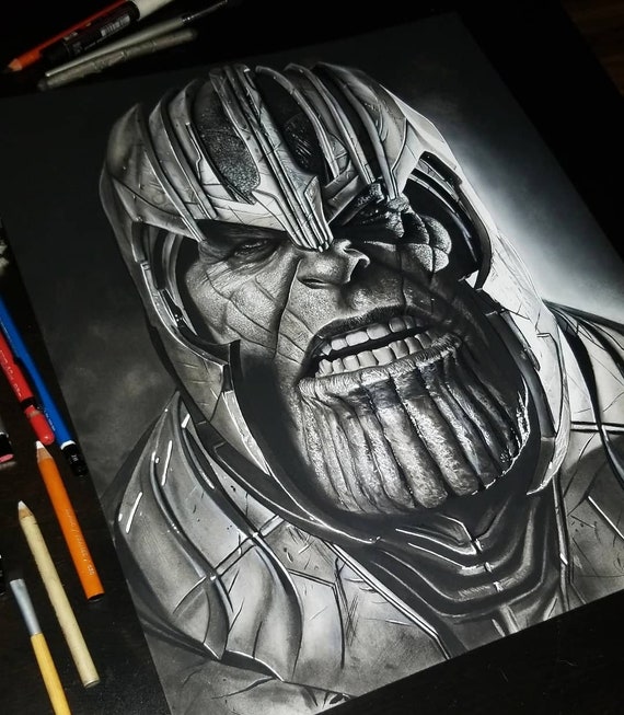 Buy Mad Titan Pencil Sketch Print Thanos Pencil Sketch Print Online in  India  Etsy